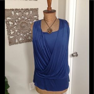 WHBM Blue Sleeveless Blouse NWOT